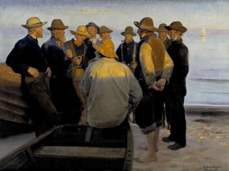 Michael Ancher Fishermen by the Sea on a Summer's Evening Germany oil painting art